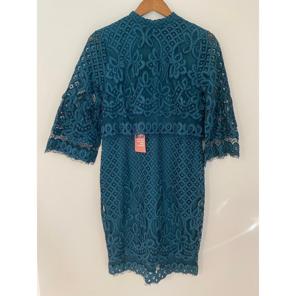 NWT Ivy City Co Lacey Dress Emerald Modest Church Green Tiered Large Fitted